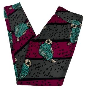 LuLaRoe Womens Leggings One Size Birds Gray Pink Made in Indonesia OS NWT